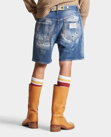  DSQUARED2 - Quần short jeans nam Medium Mended Rips Wash Marine 