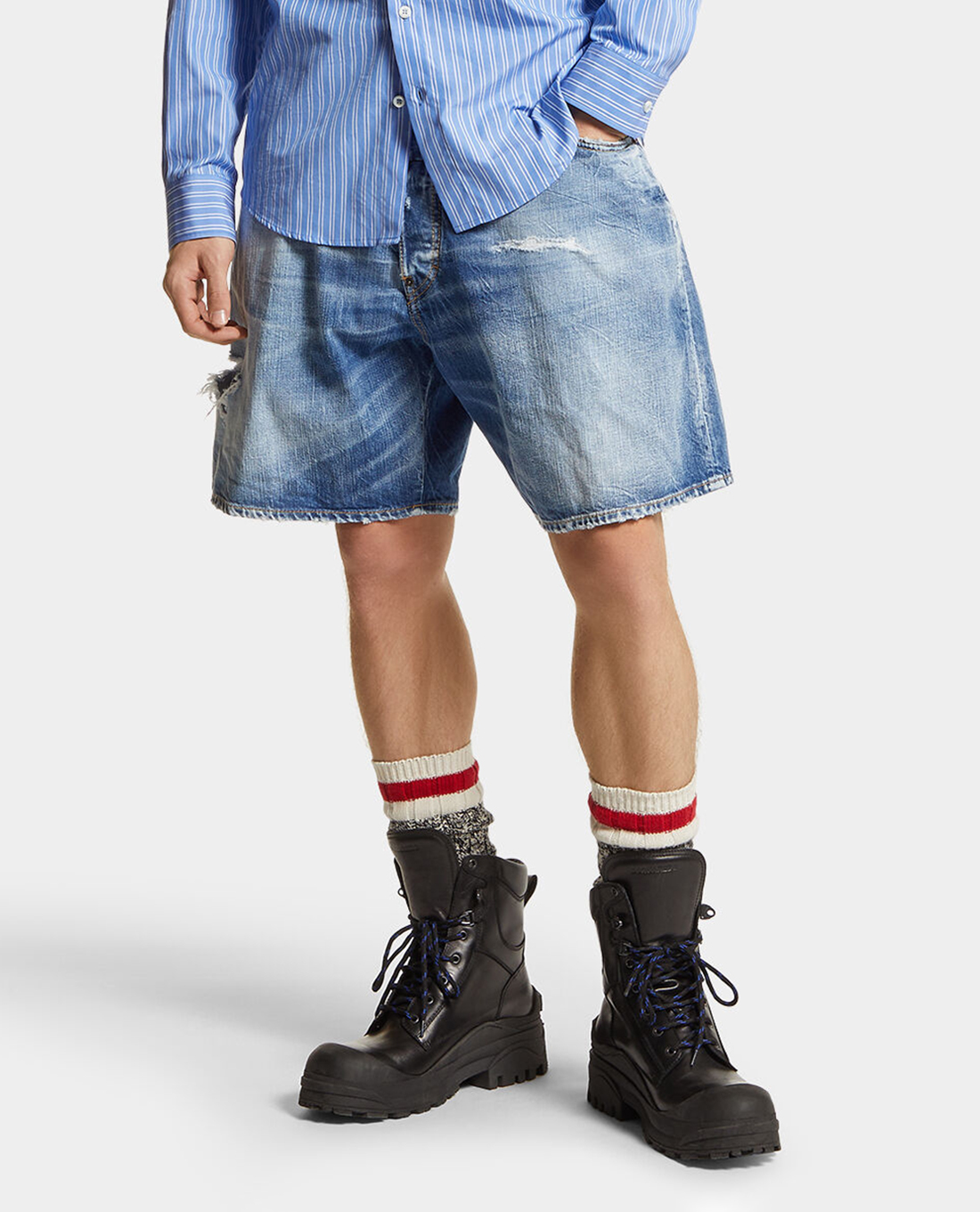 DSQUARED2 - Quần shorts jeans nam wash bạc Medium Everything