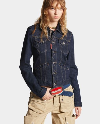 DSQUARED2 - Áo khoác denim nữ Dark Rince Wash Boyfriend 
