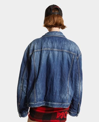  DSQUARED2 - Áo khoác denim nữ wash bạc Spots Padded Maxi 