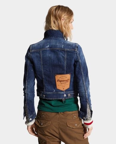  DSQUARED2 - Áo khoác denim nữ cổ cao cá tính 