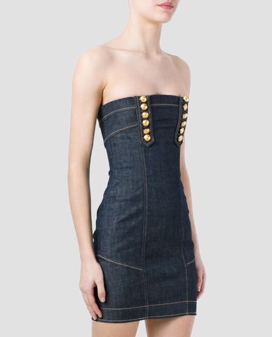  DSQUARED2 - Đầm mini ôm Denim Strapless 
