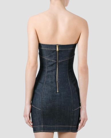 DSQUARED2 - Đầm mini ôm Denim Strapless 