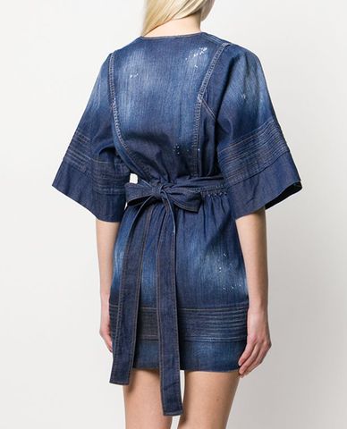  DSQUARED2 - Đầm mini denim phối dây thắt eo Vestito 