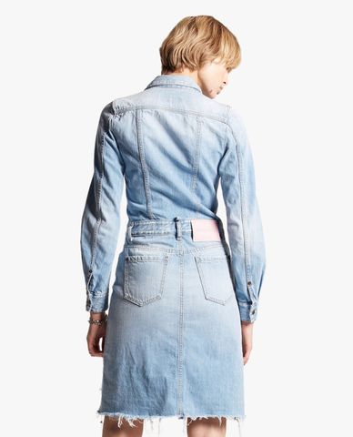  DSQUARED2 - Đầm sơ mi denim tay dài thời trang 