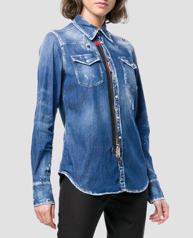  DSQUARED2 - Áo khoác nữ denim cổ gập 