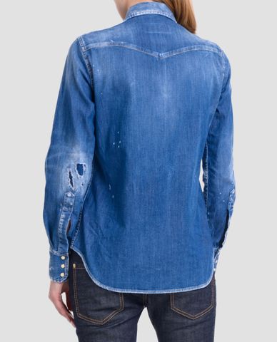  DSQUARED2 - Áo khoác nữ denim cổ gập 
