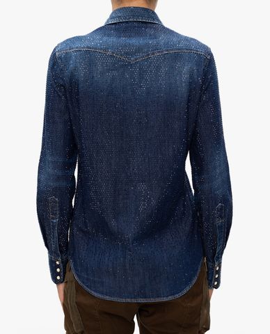 DSQUARED2 - Áo sơ mi nữ denim tay dài Crystal Western 