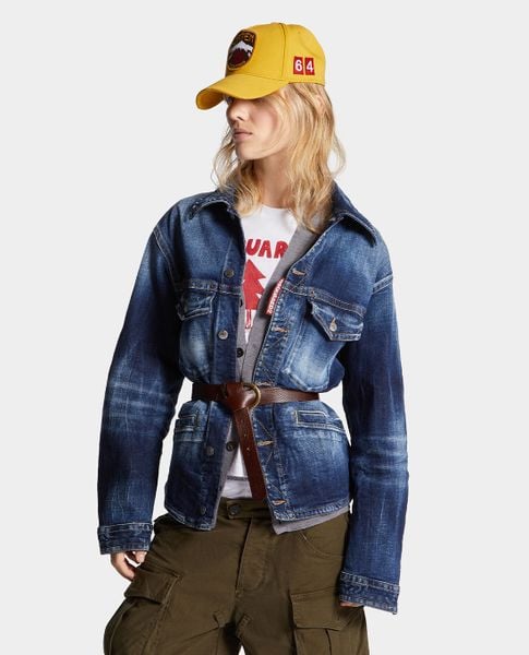  DSQUARED2 - Áo khoác denim nữ phối thắt lưng cá tính 