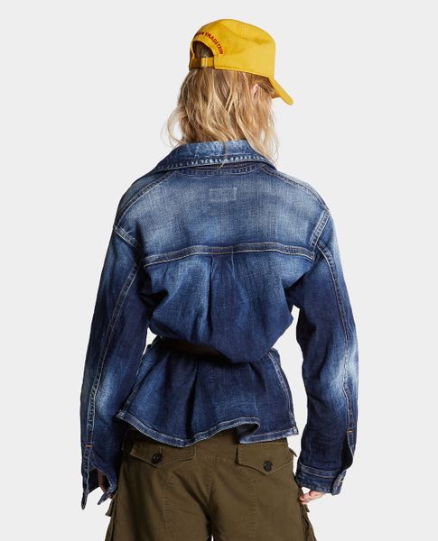  DSQUARED2 - Áo khoác denim nữ phối thắt lưng cá tính 