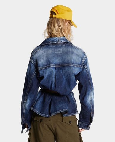  DSQUARED2 - Áo khoác denim nữ phối thắt lưng cá tính 