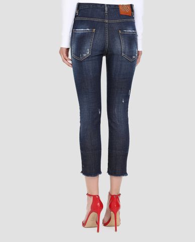  DSQUARED2 - Quần jeans nữ chi tiết tưa vải wash bạc 