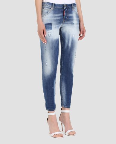  DSQUARED2 - Quần jeans nữ wahs bạc phom skinny Hockney 
