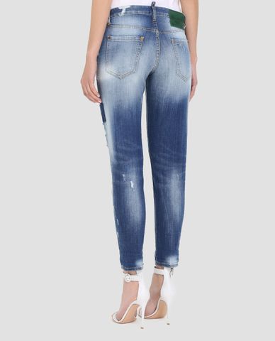  DSQUARED2 - Quần jeans nữ wahs bạc phom skinny Hockney 