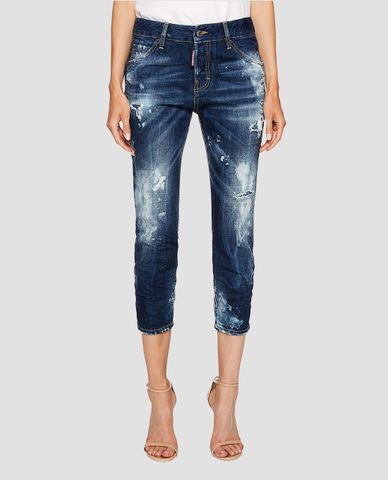  DSQUARED2 - Quần jeans nữ lửng phom slim fit Baker Wash Cool Girl 