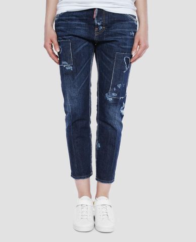  DSQUARED2 - Quần jeans nữ lửng ống suông London Twiggy 