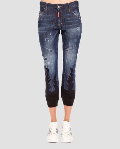  DSQUARED2 - Quần jeans nữ lửng ống ôm Blue Cotton Tree 