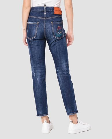  DSQUARED2 - Quần Jeans nữ lưng cao ống suông Cool Girl 
