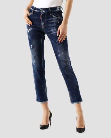  DSQUARED2 - Quần jeans nữ phom ôm wash bạc bụi bặm 