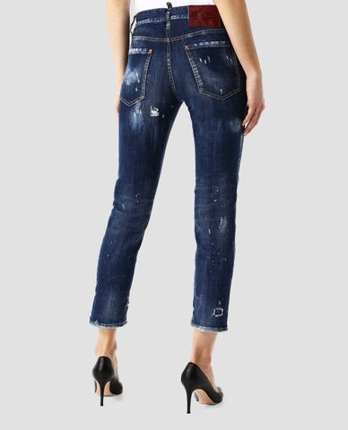 DSQUARED2 - Quần jeans nữ phom ôm wash bạc bụi bặm 