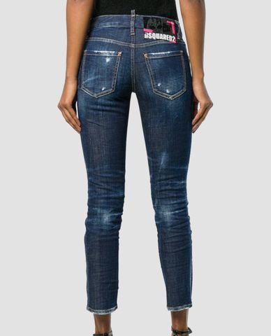  DSQUARED2 - Quần jeans nữ phối zip Runway Straight Cropped 