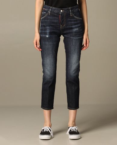  DSQUARED2 - Quần jeans nữa phom suông Cool Girl Dark Night 