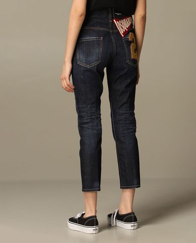  DSQUARED2 - Quần jeans nữa phom suông Cool Girl Dark Night 