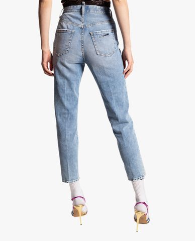  DSQUARED2 - Quần jeans nữ denim phom ôm wash bạc thời trang 