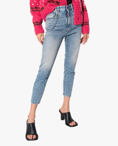  DSQUARED2 - Quần jeans nữ phom ôm lửng Cropped Twiggy 