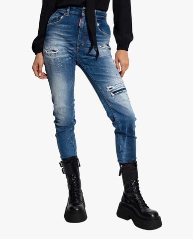  DSQUARED2 - Quần jeans nữ phom ôm rách vải thời trang 