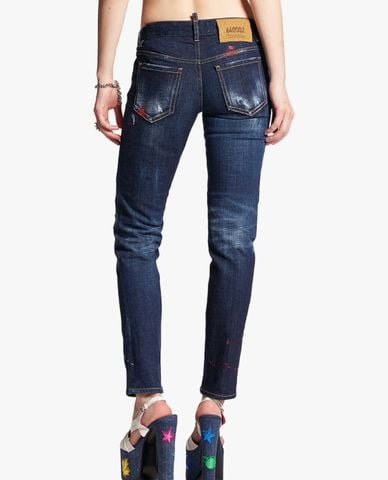  DSQUARED2 - Quần jeans nữ phom ôm wash bạc Maze 