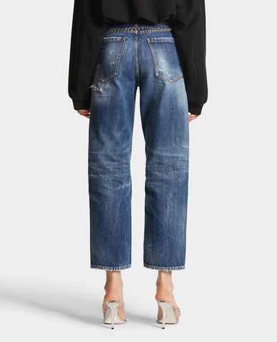  DSQUARED2 - Quần jeans lửng nữ Dark Ripped Wash Boston 