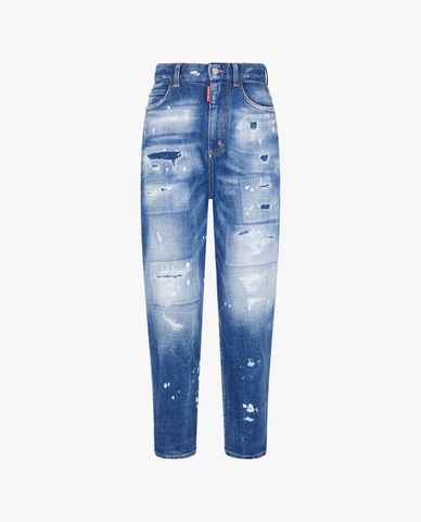  DSQUARED2 - Quần jeans baggy nữ Medium Mended Rips Wash 80's 