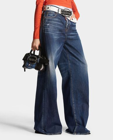  DSQUARED2 - Quần jeans nữ ống rộng Dark Everyday Wash Traveller 