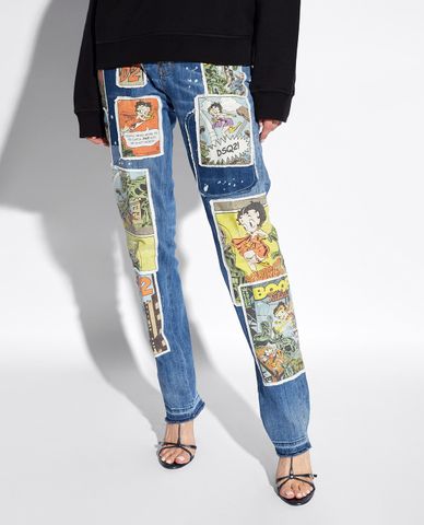  DSQUARED2 - Quần jeans nữ phom ôm Betty Boop Wash 