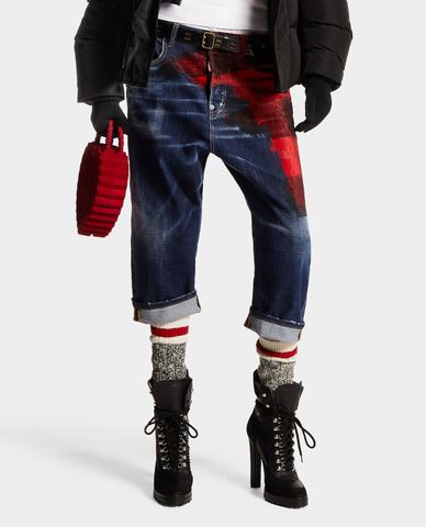  DSQUARED2 - Quần jeans lửng nữ phom suông Canadian Jack 