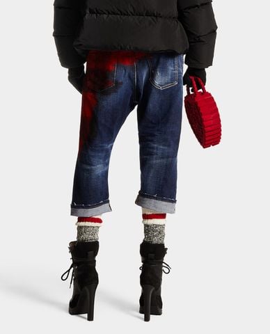  DSQUARED2 - Quần jeans lửng nữ phom suông Canadian Jack 