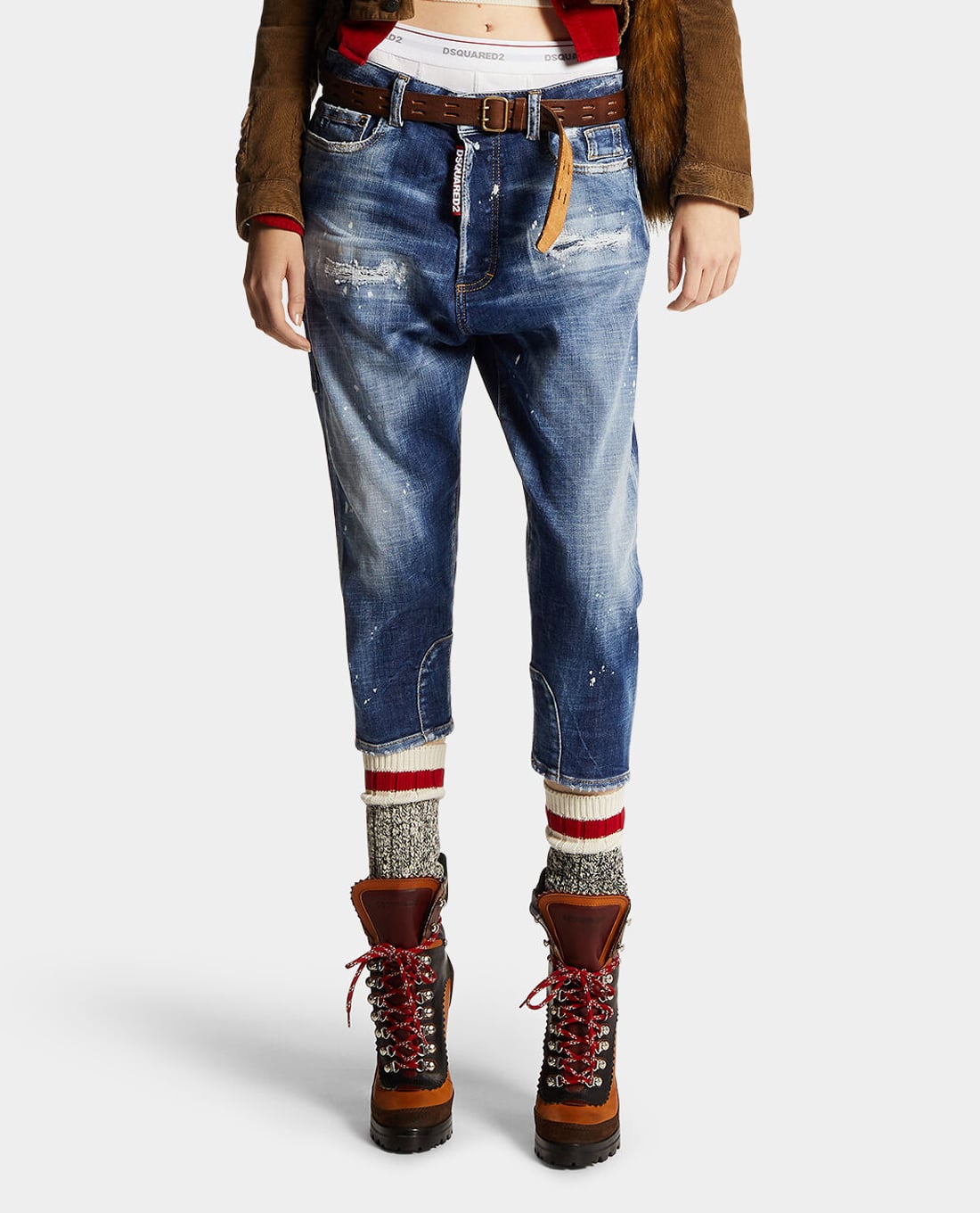 DSQUARED2 - Quần jeans lửng nữ phối rách cá tính Baby Carpenter