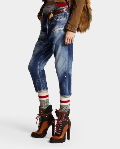  DSQUARED2 - Quần jeans lửng nữ phối rách cá tính Baby Carpenter 