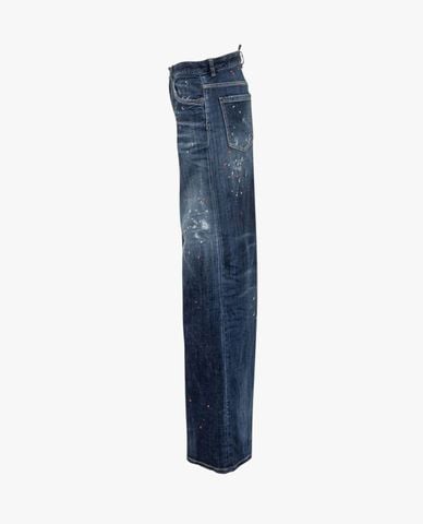  DSQUARED2 - Quần jeans nữ ống rộng phối hoạ tiết 