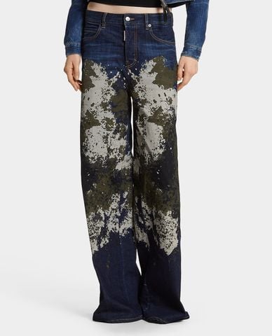  DSQUARED2 - Quần jeans nữ ống rộng Dark Urban 