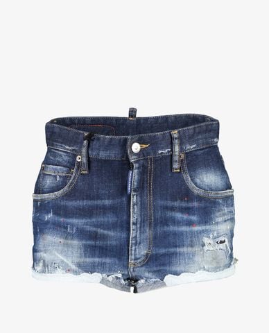  DSQUARED2 - Quần shorts jeans nữ phối chi tiết rách vải 