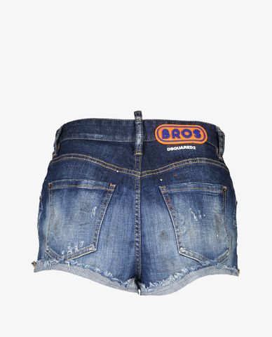  DSQUARED2 - Quần shorts jeans nữ phối chi tiết rách vải 