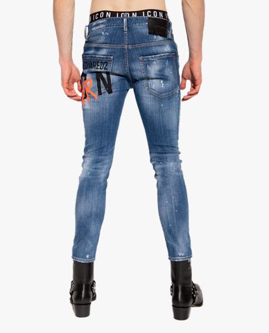  DSQUARED2 - Quần jeans nam phom ôm wash bạc Icon 4Ever 