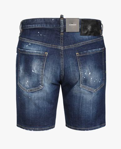  DSQUARED2 - Quần shorts jeans nam denim in chữ thời trang 