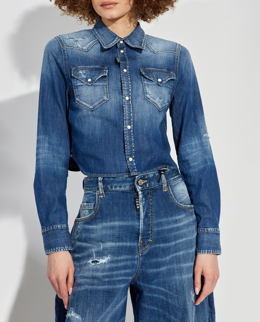 DSQUARED2 - Áo khoác denim nữ phom croptop hiện đại