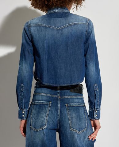  DSQUARED2 - Áo khoác denim nữ phom croptop hiện đại 