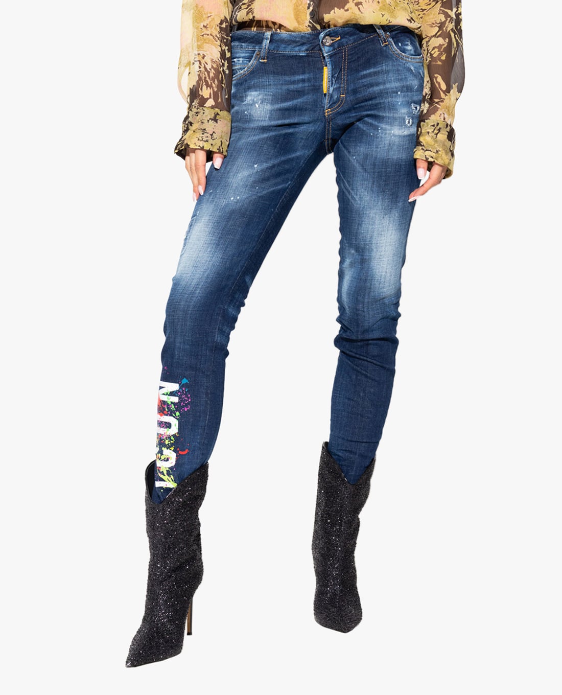 DSQUARED2 - Quần jeans nữ skinny ICON Splatt Jennifer