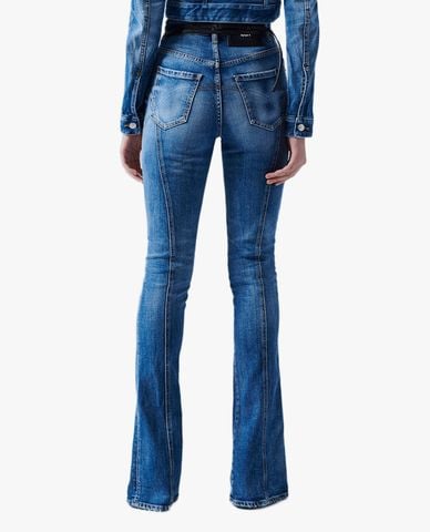  DSQUARED2 - Quần jeans nữ ống loe xẻ tà 