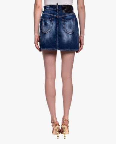  DSQUARED2 - Chân váy mini denim chữ A Denim Skirt With Logo 